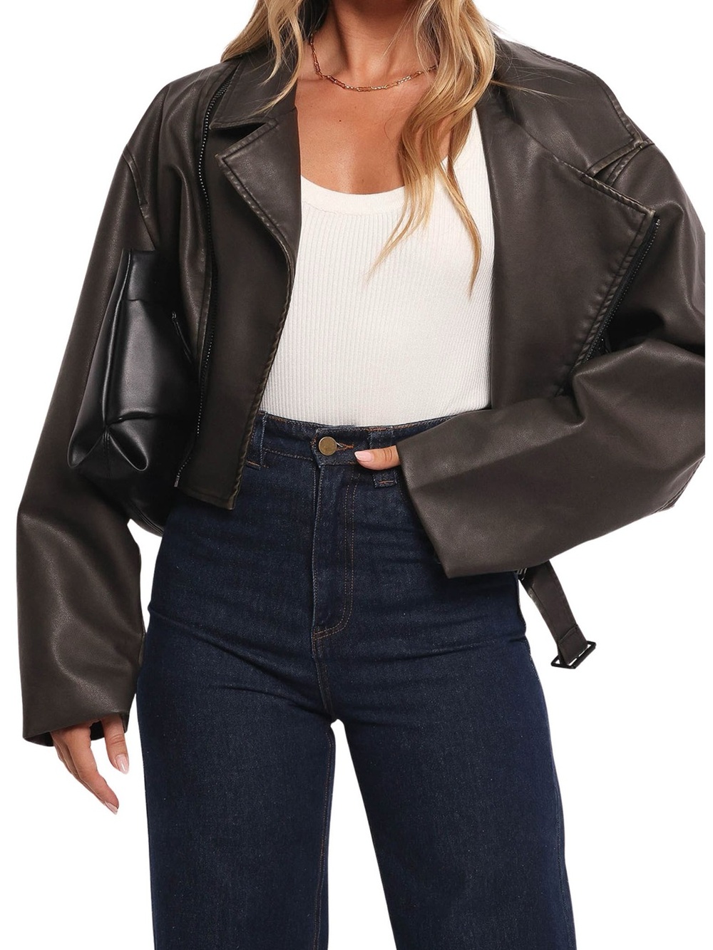Petal & Pup Beckham Faux Leather Moto Jacket